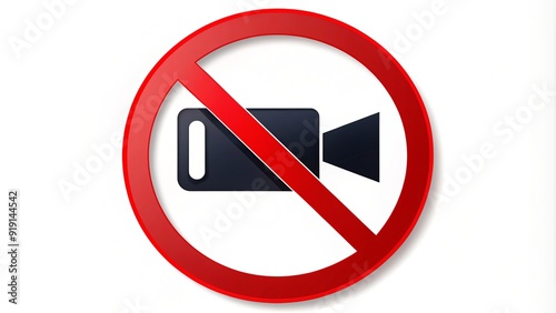 A red circle with a line through it overlaid on a video camera lens, indicating that video recording is not allowed or prohibited in this area. Free Download A red circle with a line through it overlaid on a video camera lens, indicating that video recording is not allowed or prohibited in this area. - GFXLoad