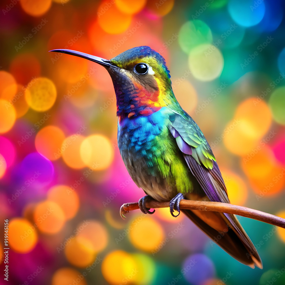 Fototapeta premium a colorful hummingbird with a colorful background