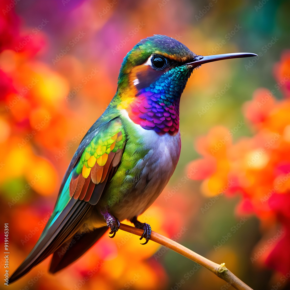 Fototapeta premium a colorful hummingbird with a colorful background
