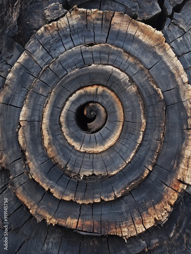 Close-up of Tree Growth Rings Showing Natural Patterns | Spiral Tree Stump Growth Circles | Passage of Time | Nature's Life Cycle | Organic Texture Background