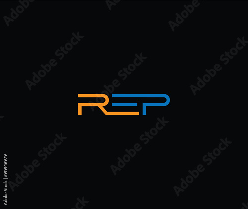 Cuadro en lienzo Letter REP logo, Minimalist REP Logo Icon, Creative REP Logo Letter Vector Image