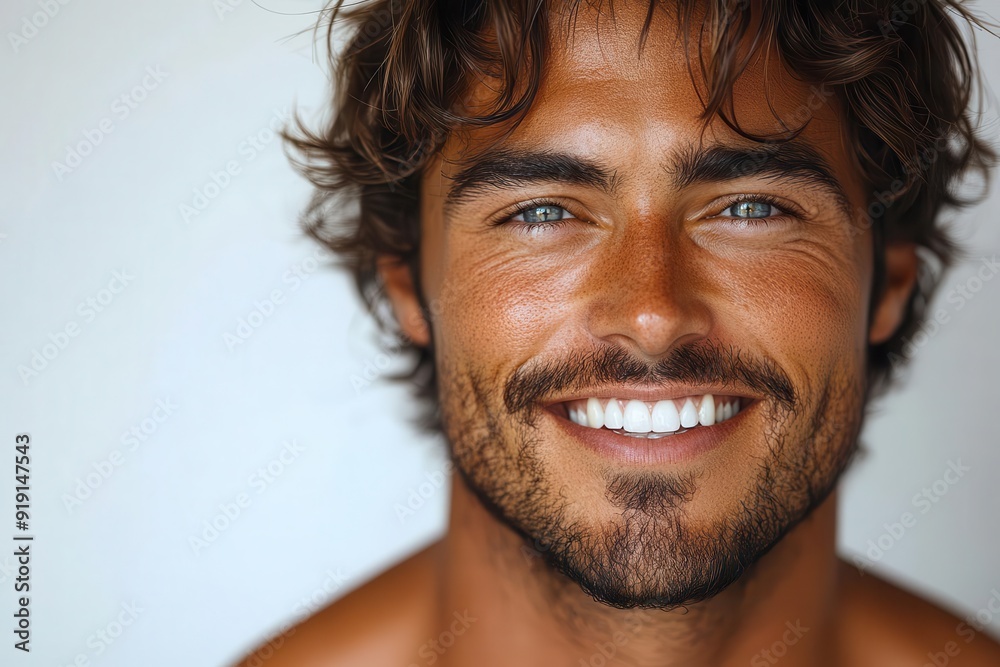 charismatic male model with chiseled features and dazzling smile posing confidently against a pure white backdrop in studio lighting charismatic male model with chiseled features and dazzling smile posing confidently against a pure white backdrop in studio lighting