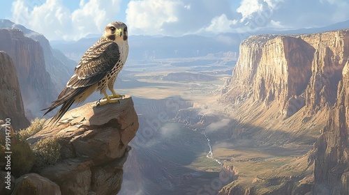 Majestic Falcon Perched on a Cliff Edge - Stunning Bird Photography photo