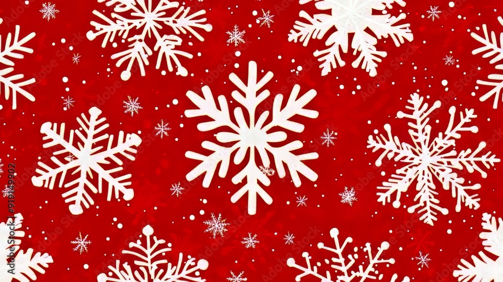 White snowflakes on red backgrounds, perfect for holiday decorations and seasonal designs. White snowflakes on red backgrounds, perfect for holiday decorations and seasonal designs.