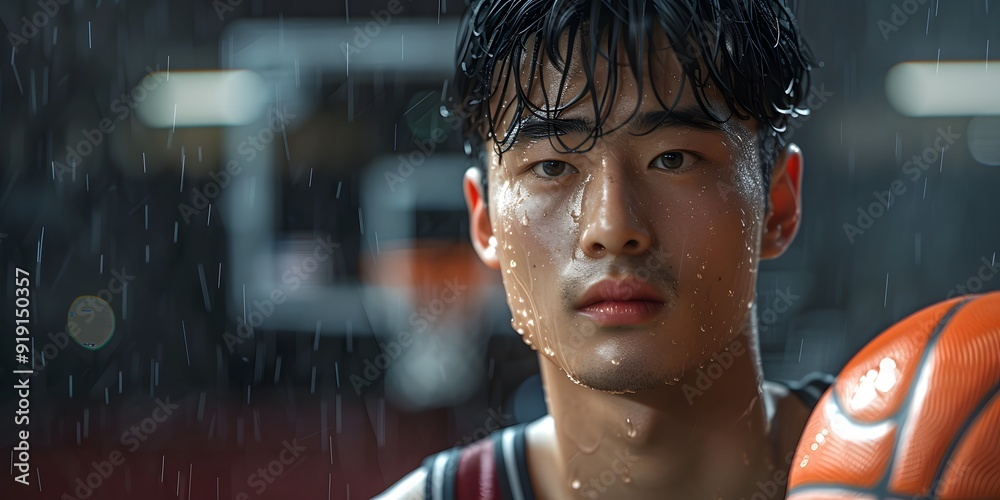 Asian boy basketball player posing confidently against a solid background, showcasing his athleticism and passion for the sport in a simple yet striking scene. Asian boy basketball player posing confidently against a solid background, showcasing his athleticism and passion for the sport in a simple yet striking scene.