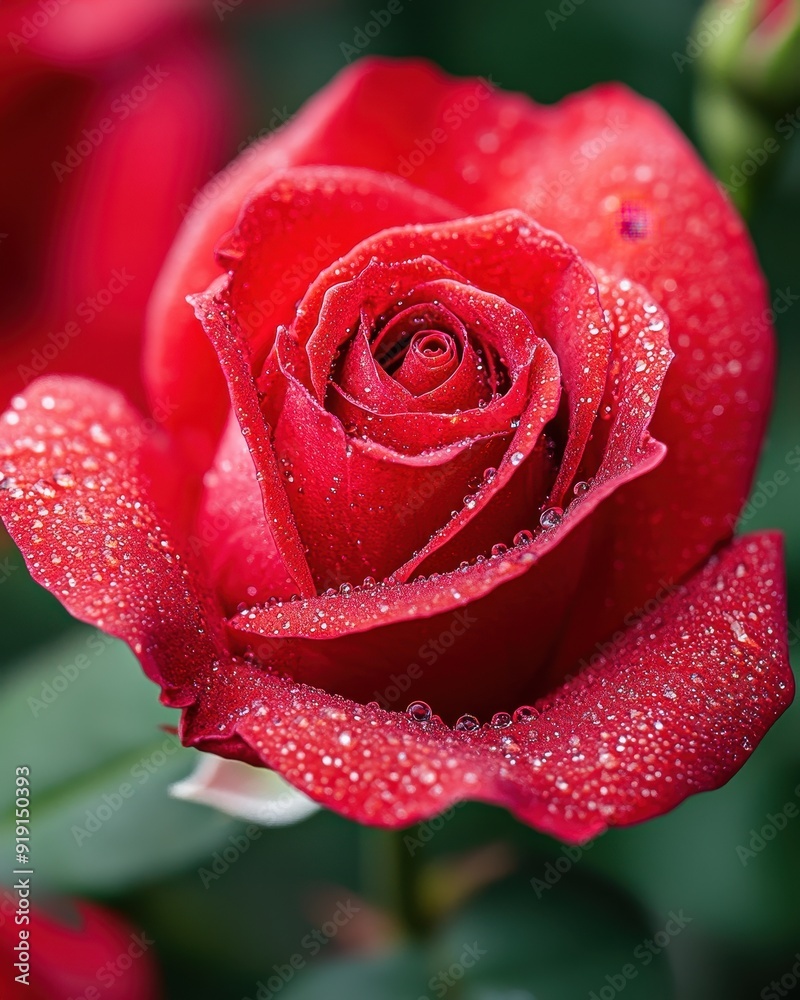 Close Up of a Red Rose with Dew Drops. Close Up of a Red Rose with Dew Drops.