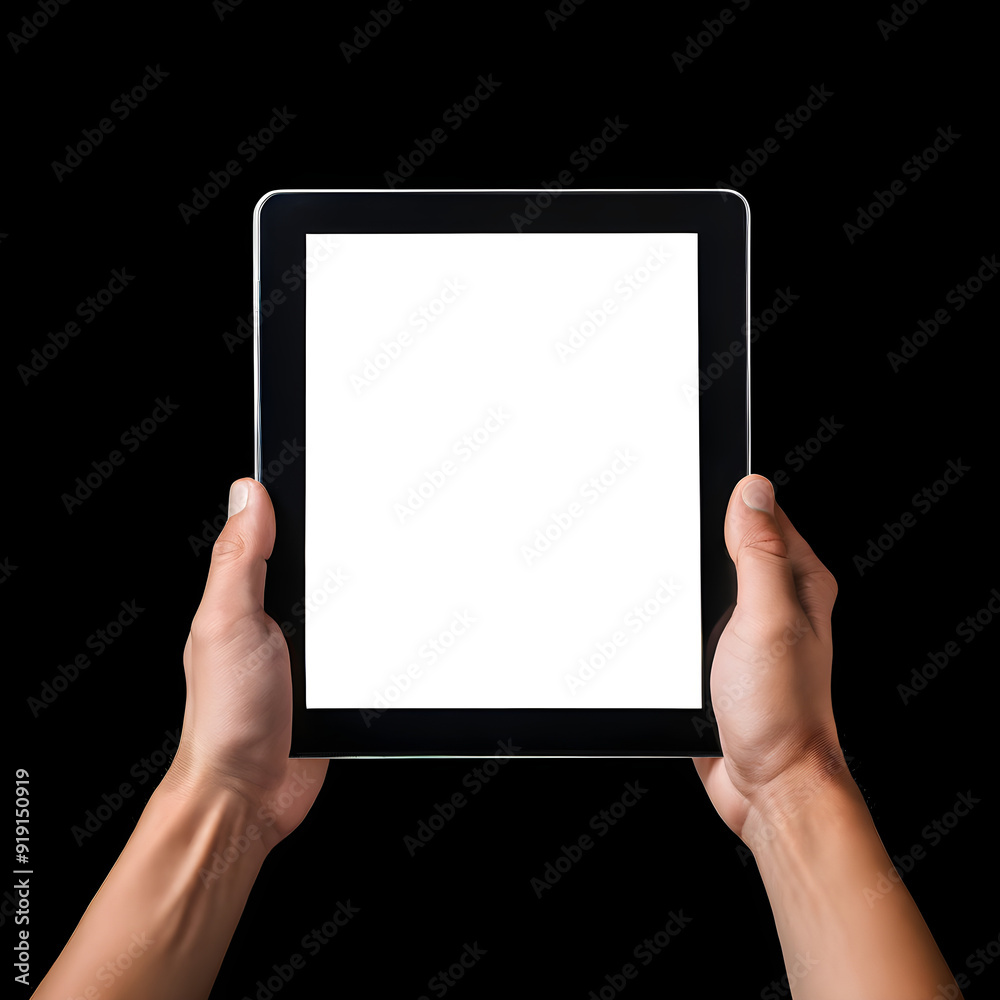 human hand holding tablet on a black background communication blank tablet human hand holding tablet on a black background communication blank tablet