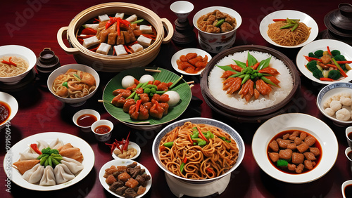 Delicious Chinese cuisine, Chinese meal, Asian cuisine, ai generated