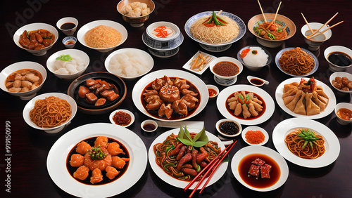 Delicious Chinese cuisine, Chinese meal, Asian cuisine, ai generated