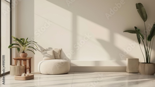 A minimalist background with clean lines and a neutral color palette, featuring simple furniture and decor elements, creating an uncluttered and sophisticated aesthetic that emphasizes functionality