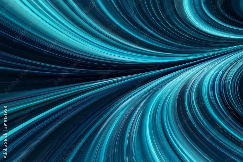 Dynamic Curved Speed Lines in Dark Cyan, Medium Turquoise, and Very Dark Blue - Ideal Wallpaper Design