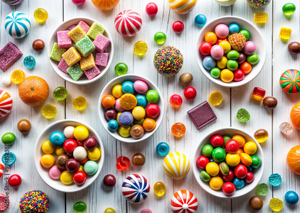 candies on a white table
