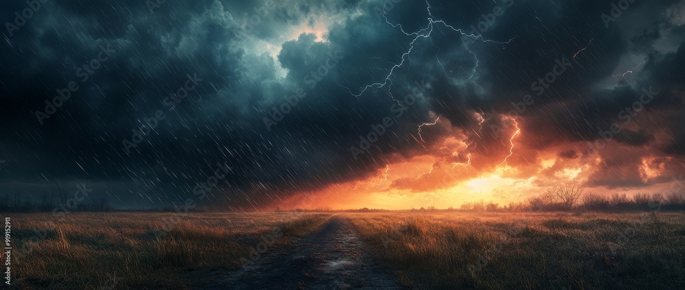 Lightning and dramatic skies over a grassy field illustrate seasonal variations in storms across varying climates. Lightning and dramatic skies over a grassy field illustrate seasonal variations in storms across varying climates.