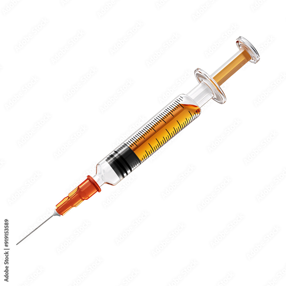Brightly Colored 3D Cartoon Syringe with Liquid on White Background - Medical Illustration Concept Brightly Colored 3D Cartoon Syringe with Liquid on White Background - Medical Illustration Concept