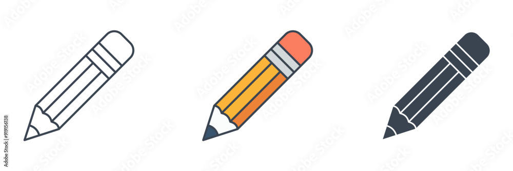 Pencil icon symbol vector illustration isolated on white background Pencil icon symbol vector illustration isolated on white background