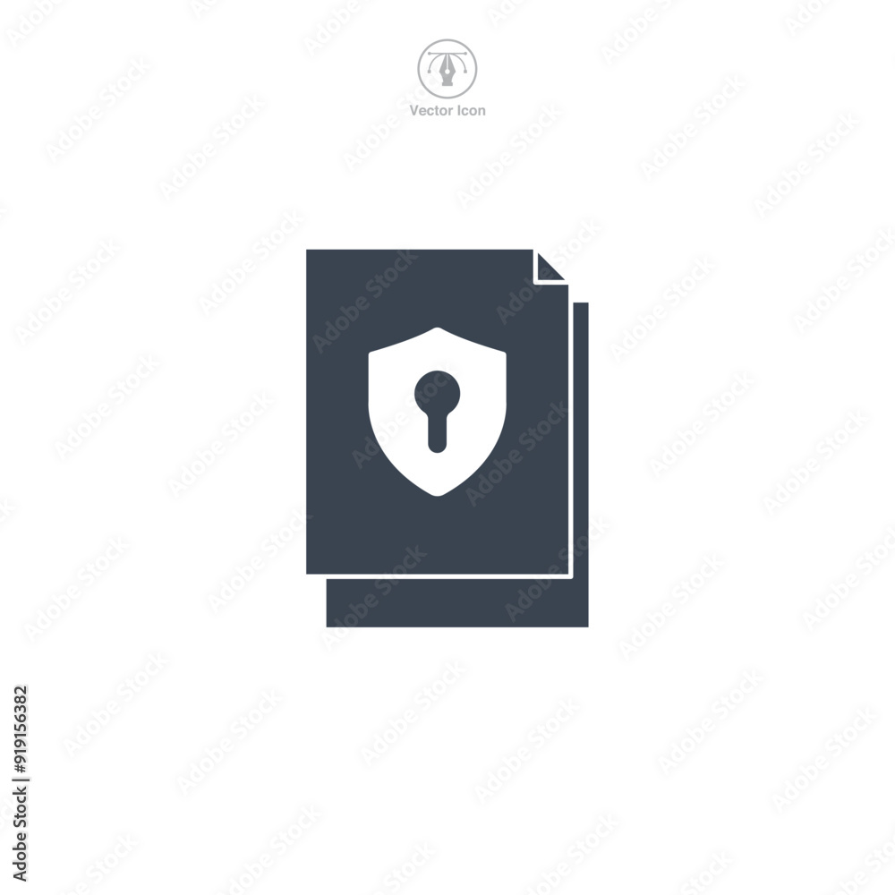 Secure Document icon symbol vector illustration isolated on white background Secure Document icon symbol vector illustration isolated on white background