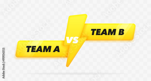 Vs battle headline with lightning bolt in 3d style isolated on transparent background. Competitions between contestants, fighters or teams. Vector illustration. photo