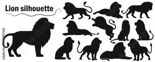 Lion silhouette set. Vector illustration