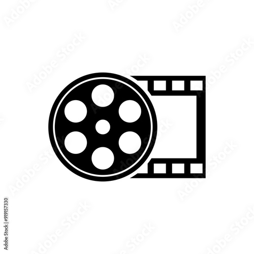Video Camera Film Tape Reel Vector Icon isolated on white background.