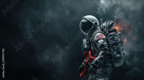 Astronaut in Space Suit with American Flag Patch