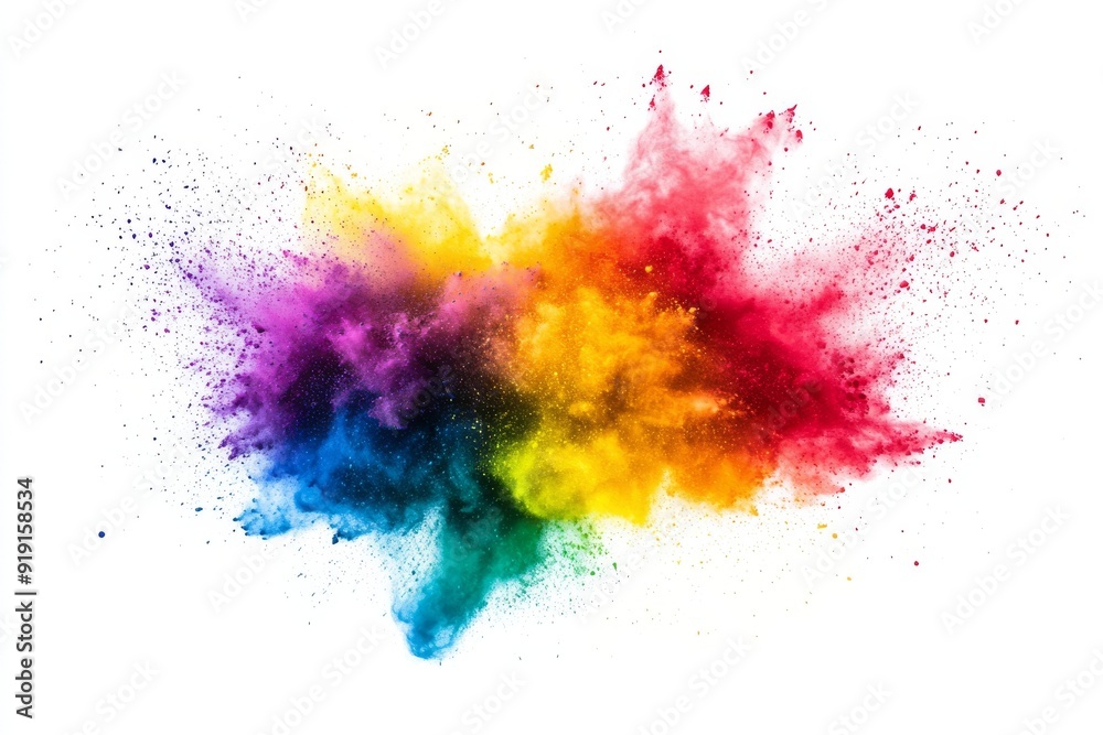 A powder splattered background with colored powder explosions on white. Colorful clouds. Colorful dust explodes. Painted Holi. A powder splattered background with colored powder explosions on white. Colorful clouds. Colorful dust explodes. Painted Holi.