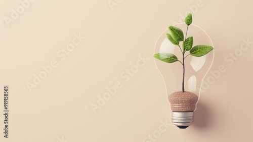 A creative illustration of a growing money plant in a light bulb, symbolizing innovative financial concepts and successful investments, with space for customized text or graphics.