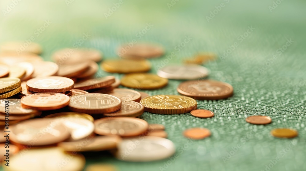 An arrangement of coins and banknotes on a neutral background, conveying financial stability and savings, with ample copy space for customization. An arrangement of coins and banknotes on a neutral background, conveying financial stability and savings, with ample copy space for customization.