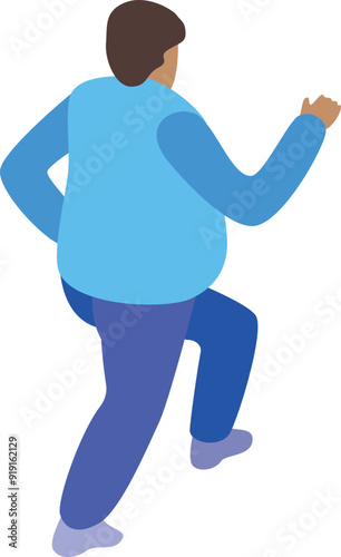 Overweight man is walking upstairs to lose weight