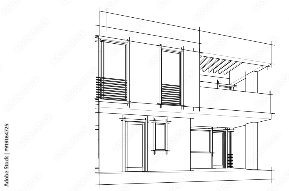 house building sketch architecture 3d illustration house building sketch architecture 3d illustration
