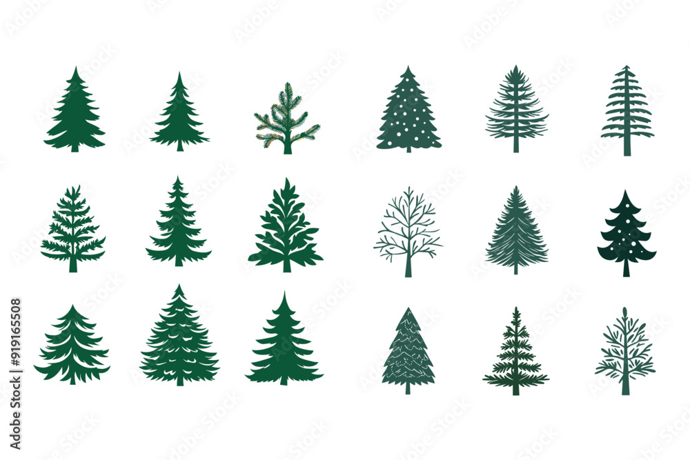 Obraz premium Christmas tree vector silhouette 