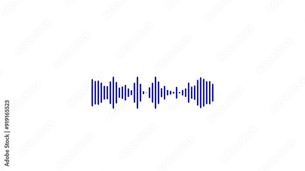 Sound wave animation isolated on white background. Audio waveform with ...