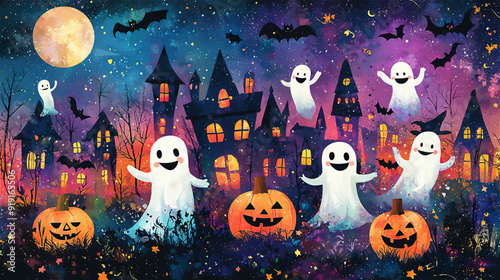 ハロウィンのコミカルなイラスト、ベクター素材