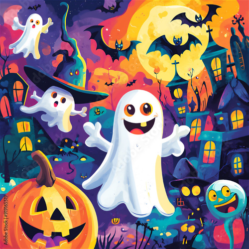 ハロウィンのコミカルなイラスト、ベクター素材