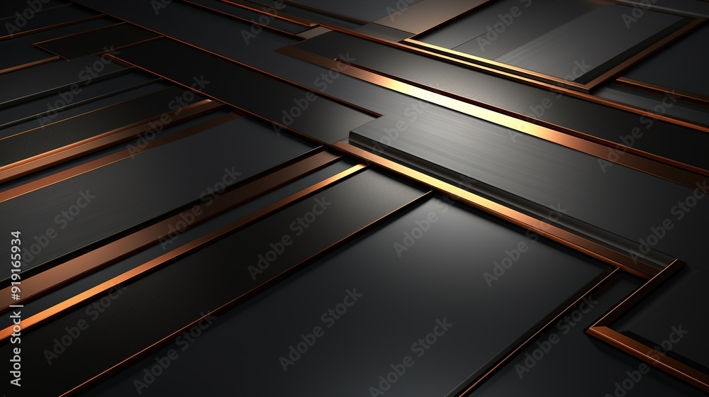 Obraz premium Abstract black and copper geometric pattern.