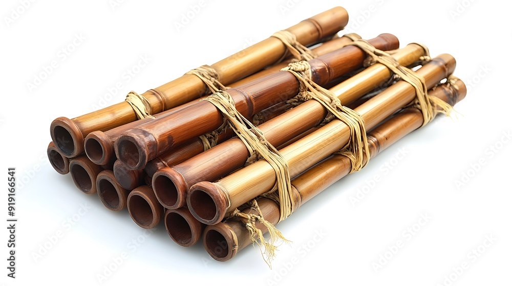 Naklejka premium Bundle of Natural Bamboo Sticks Tied Together