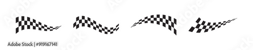 Finish flag vector set. Flat checkered flags collection.
