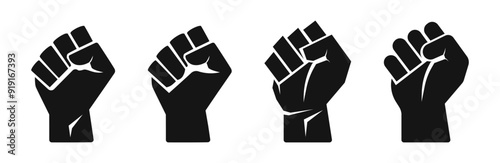 Fist vector silhouette icon. Fists raised icons.