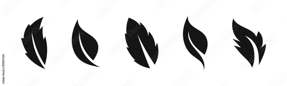 Leaf vector icon set. Leaves flat black icons. Leaf vector icon set. Leaves flat black icons.