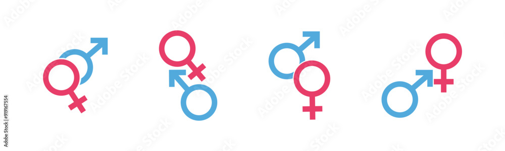 Male and female gender vector symbol set. Male and female gender vector symbol set.