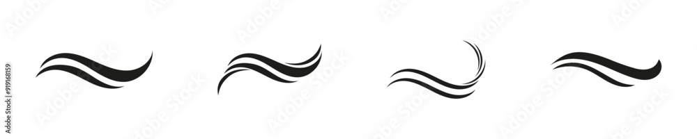Abstract wavy lines. Wave line creative icon set.