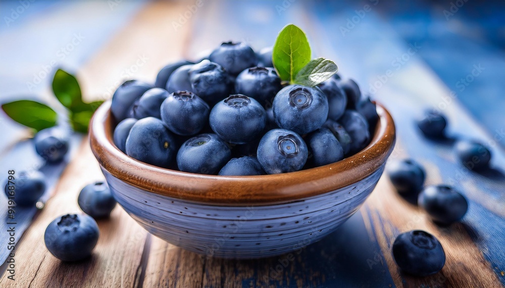Close-up of fresh blueberries in a bowl Close-up of fresh blueberries in a bowl