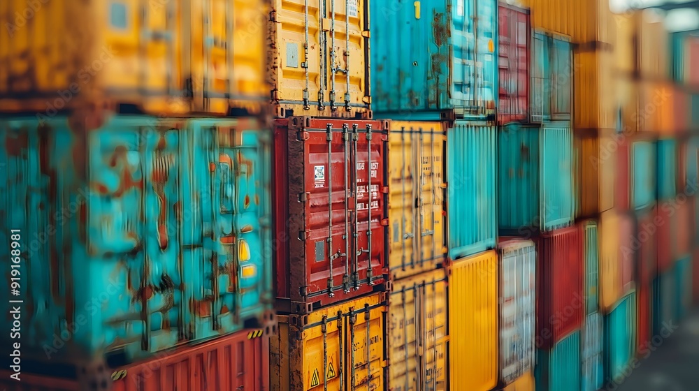 Fototapeta premium Stacked Shipping Containers.