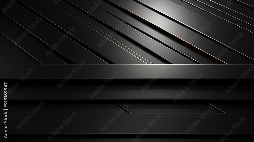 Abstract black background with diagonal lines and golden accents. Abstract black background with diagonal lines and golden accents.