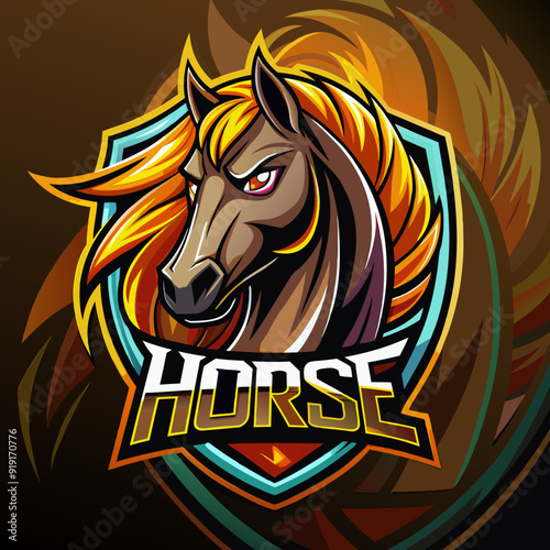 Horse mascot esport game logo illustration for sport game team
