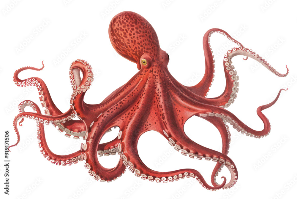 Obraz premium PNG Detailed red octopus illustration