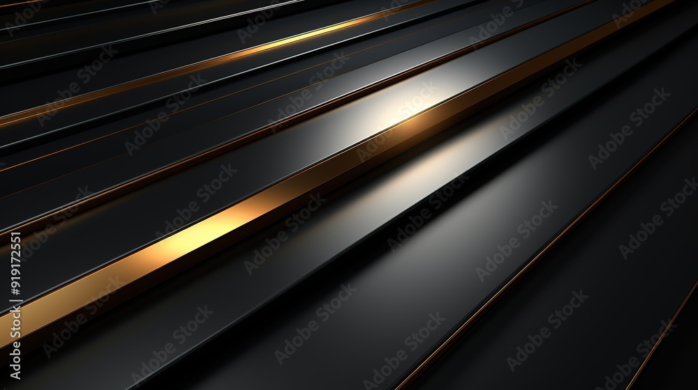 Abstract black and gold diagonal lines background.