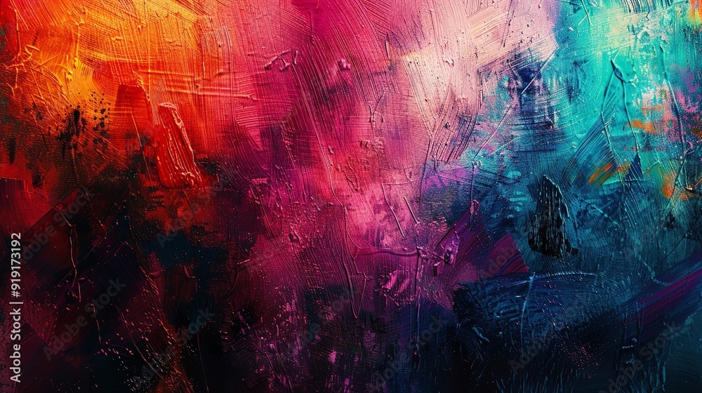 Fototapeta premium Abstract multicolor painting with grunge texture 