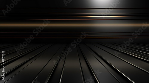 Abstract black background with gold stripes and a textured surface.