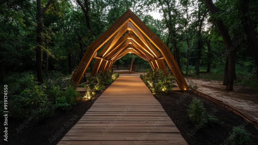 Recycled wood structures are seamlessly integrated into a forest restoration project, symbolizing environmental stewardship and innovative recycling. Recycled wood structures are seamlessly integrated into a forest restoration project, symbolizing environmental stewardship and innovative recycling.