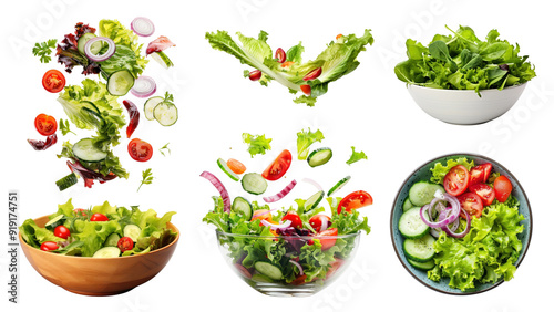 PNG salad bowl set, transparent background